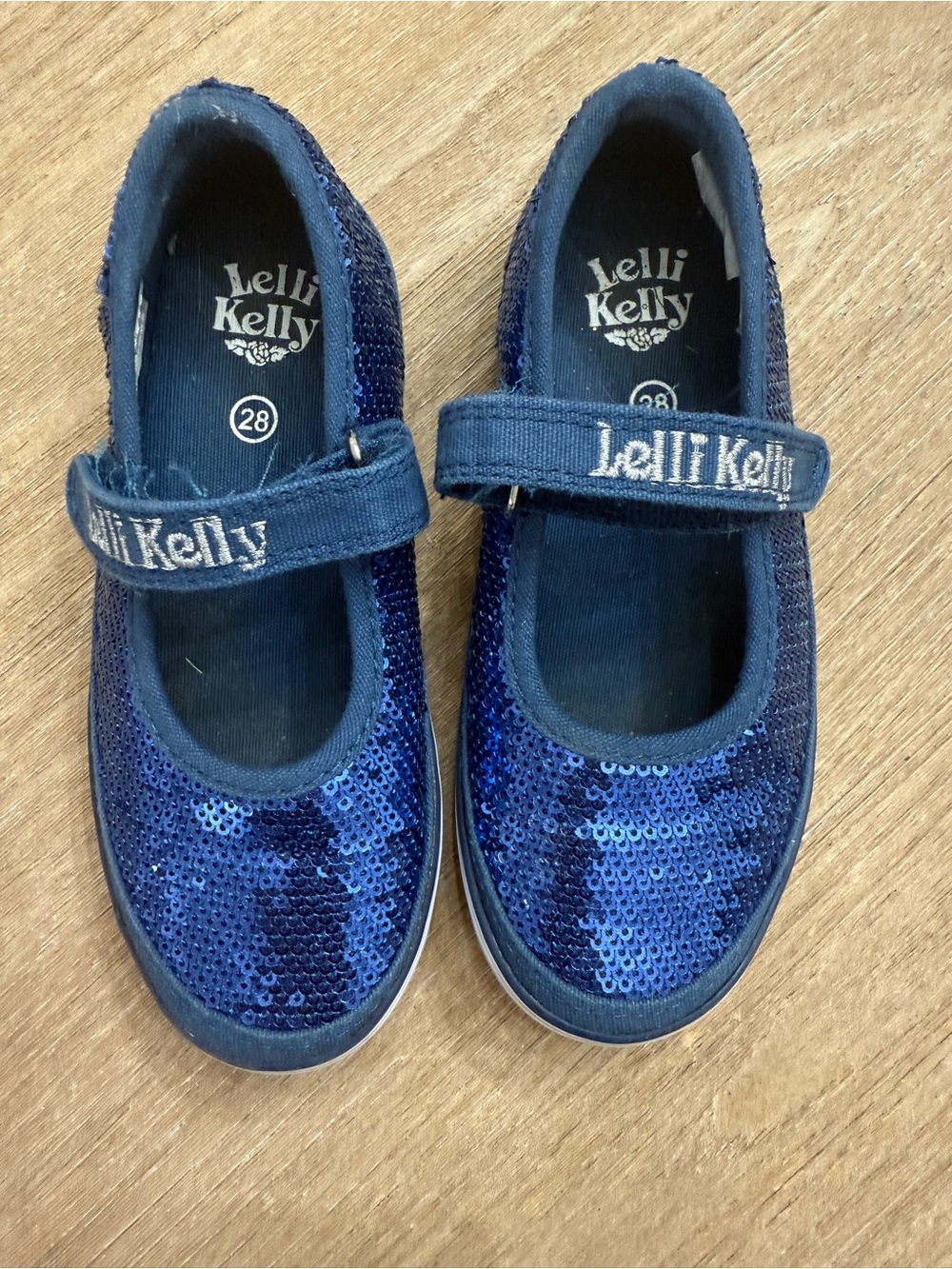 Lelli Kelly Girls Blue Sequin Mary Jane Canvas Shoes / Dolly Flats – Size 28